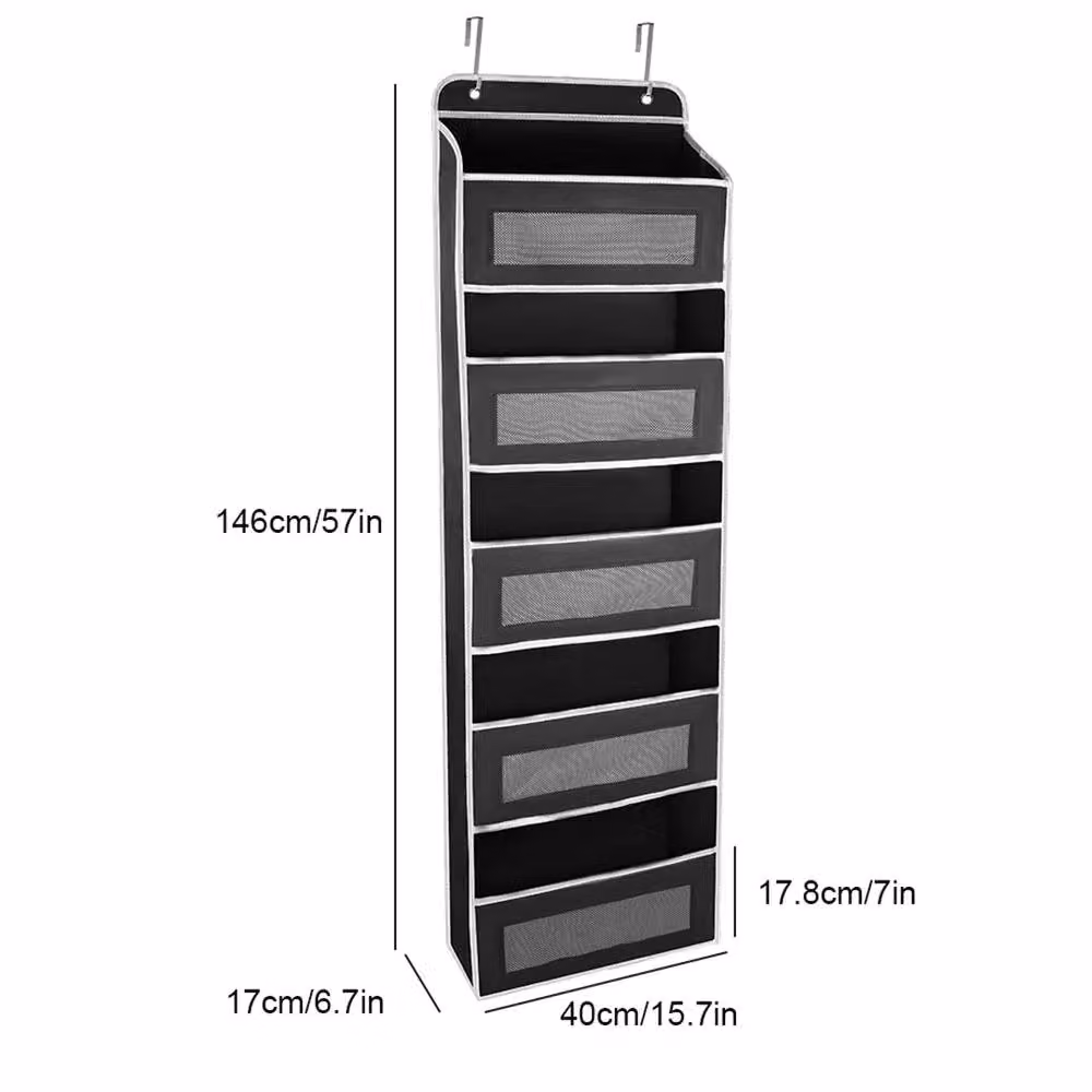 Nordara Black Over the Door Hanging Organiser with 5 Pockets, W 60 cm x H 140 cm – 2