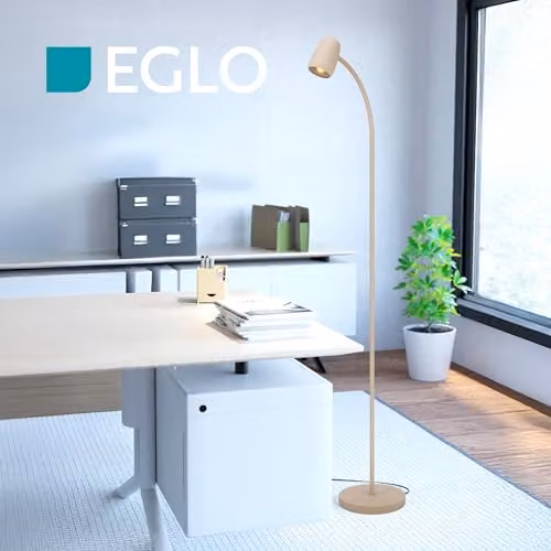Eglo Carlo Arc Floor Lamp in Beige with Adjustable Spot for Living Rooms, Height: 170 cm – 3