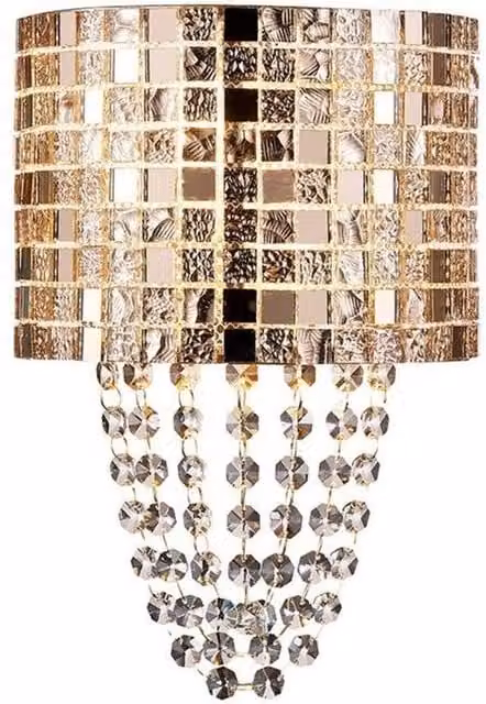 Netlighting Camden 2 Light Wall Lamp in Gold with Mosaic Glass and Crystal – 1