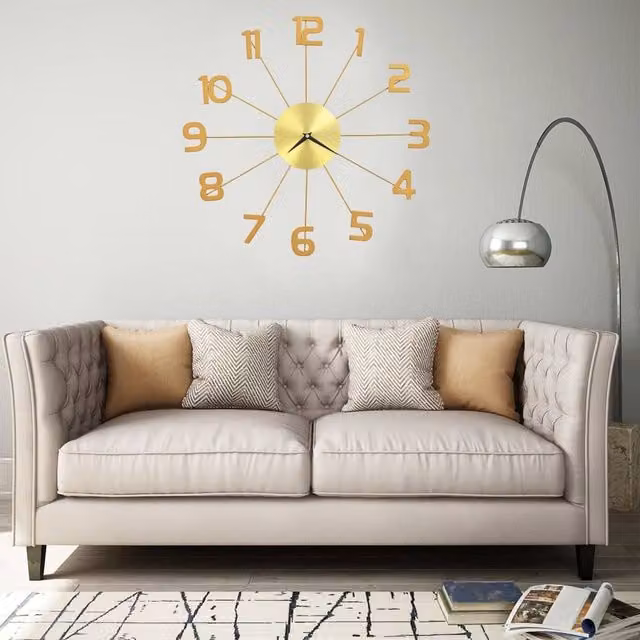 Berkfield Home Round Quartz Wall Clock in Gold Metal, Diameter: 50 cm – 1