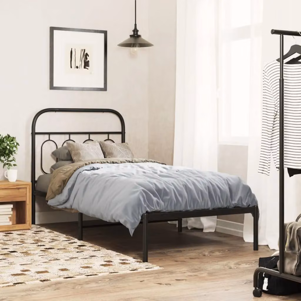 Berkfield Home Classic Metal Headboard in Black, Width: 80 cm – 3