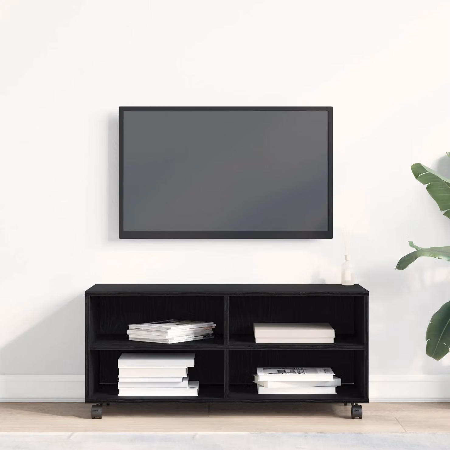 Berkfield Home Modern Black TV Cabinet in Matt MDF, W/D/H: 90 x 35 x 35 cm – 3