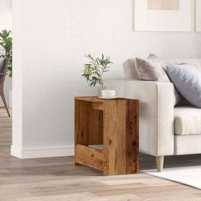 Berkfield Home Old Wood Side Table in Brown, W/D/H: 50 x 26 x 50 cm