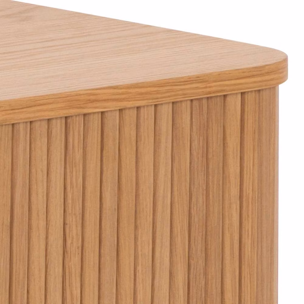 Wyld Haus Copenhagen Copenhagen Natural Oak TV Unit with 2 Tambour Doors, W: 140 cm, D: 40 cm, H: 45 cm – 4
