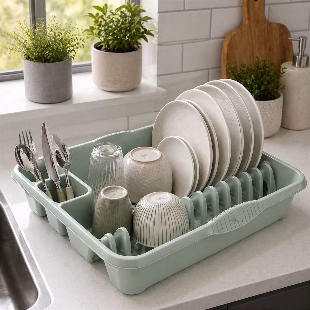 PAWNORA Green Sage Dish Drying Rack and Cutlery Holder – 2