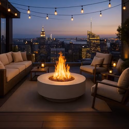MDA Designs FUSION Gas Fire Pit with Eco-Stone Finish in Light Grey – 3