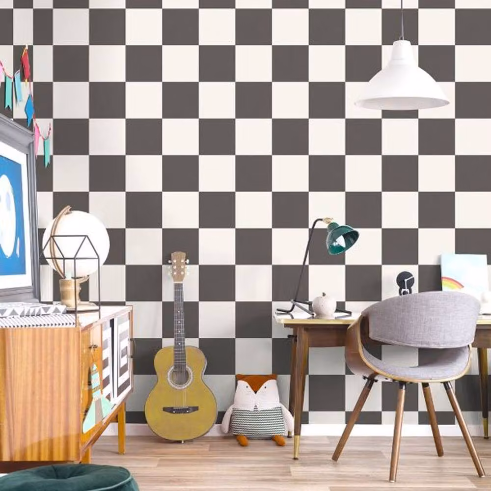 Holden Décor Check This Out Abstract Checked Wallpaper in Grey – 2