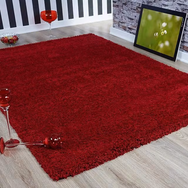 Smart Living Modern Shaggy Rectangular Rug, Red, W: 160 cm, L: 230 cm