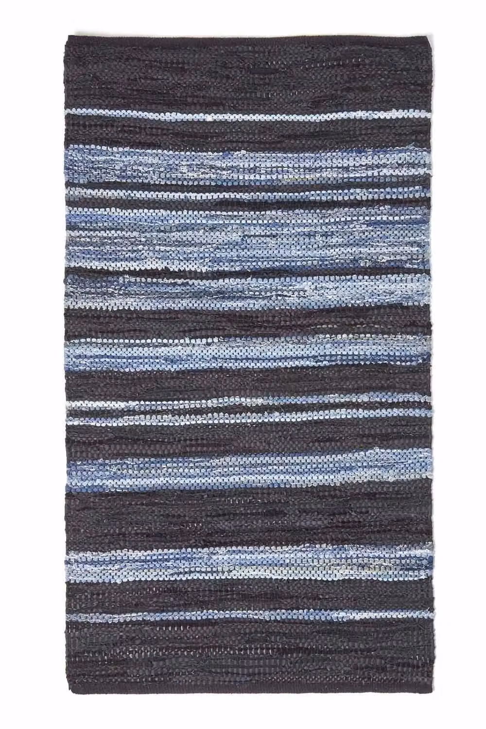 Homescapes Texas Blue Striped Woven Leather and Denim Rectangular Rug W/D/H: 120 x 170 cm – 2