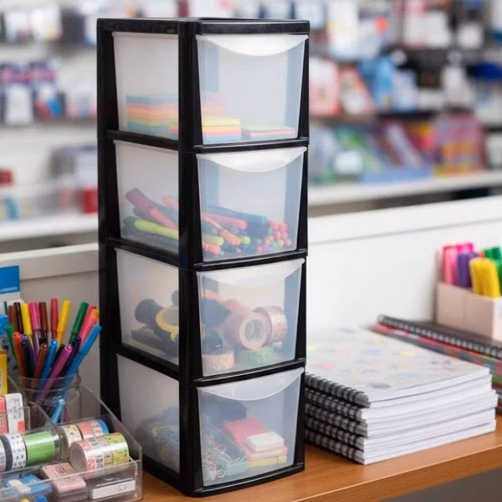 FORGEVIO Black and Transparent Plastic Organizer, Width: 50 cm – 5