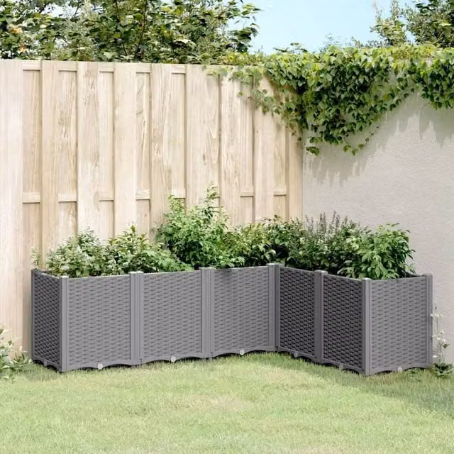 Berkfield Home Garden Planter in Grey, W/D/H: 160 x 120 x 53 cm
