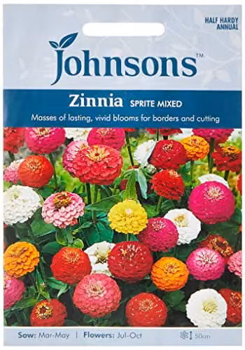 Johnsons Zinnia Sprite Mixed Multicolour Ornamental Flower Seeds – 1