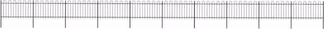 Berkfield Home Garden Hoop Top Steel Fence, Black, W: 17 m, H: 1 m