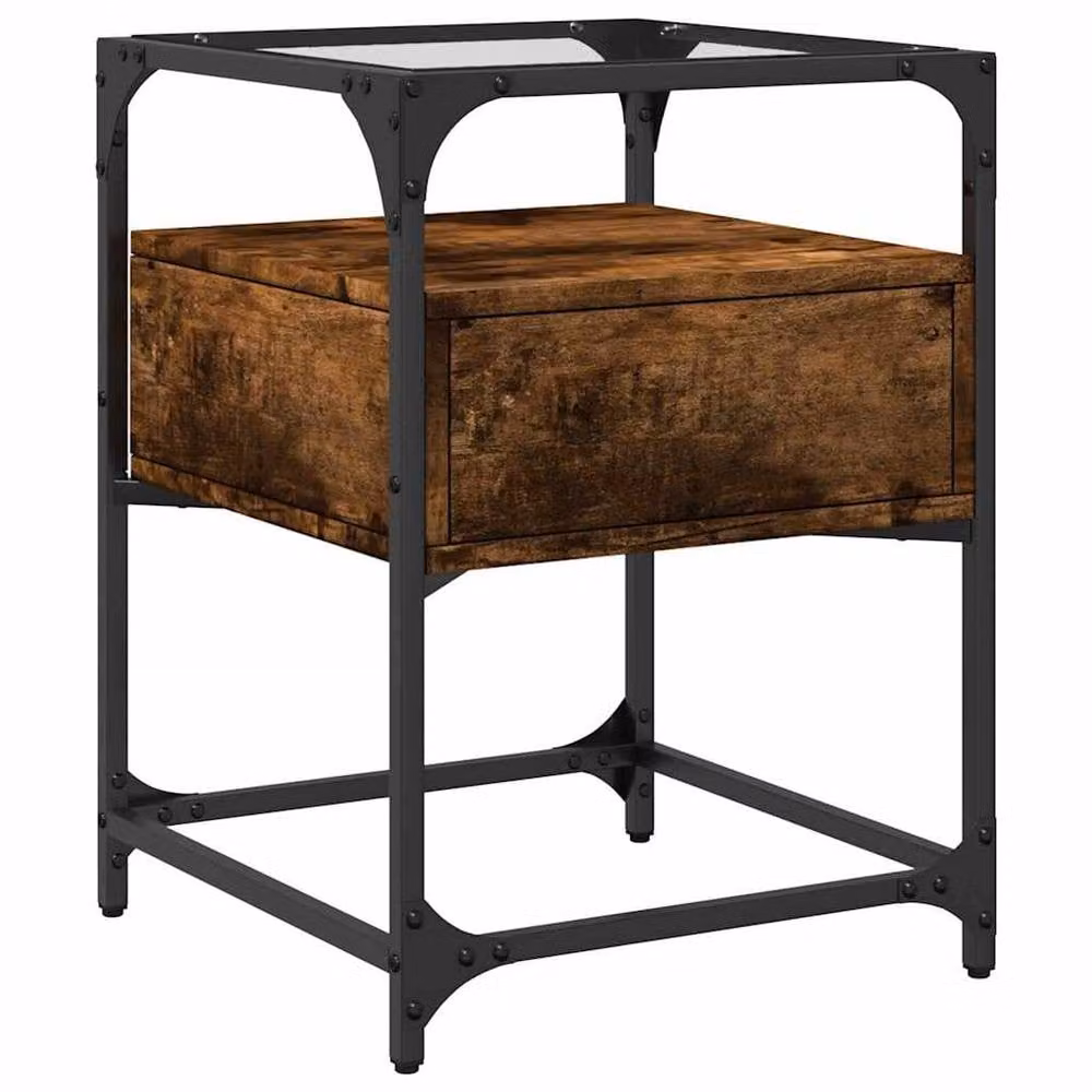 Berkfield Home Smoked Oak Bedside Cabinet in Brown, W/D/H: 40 x 40 x 55 cm – 5