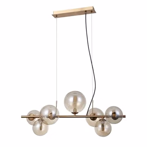 Netlighting Canello Modern 7 Light Bar Pendant Ceiling Light in Yellow and Gold/Brass with G9 Bulbs – 1