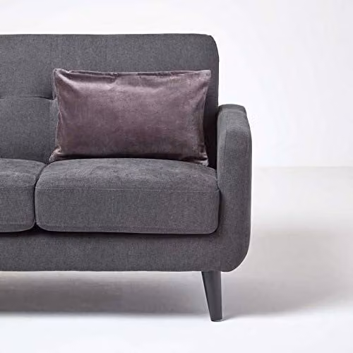 Homescapes Grey Velvet Cotton Rectangular Cushion Cover W/D/H: 30 x 50 x 30 cm – 3