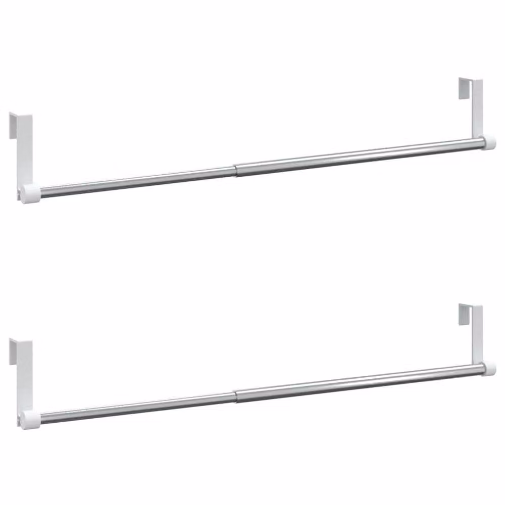 Berkfield Home Aluminium Straight Curtain Rails, 2 Pack, White and Silver, W: 40-60 cm
