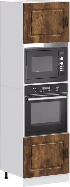 Berkfield Home Lucca Set of 2 Freestanding Oven Cabinets in Brown Smoked Oak Engineered Wood