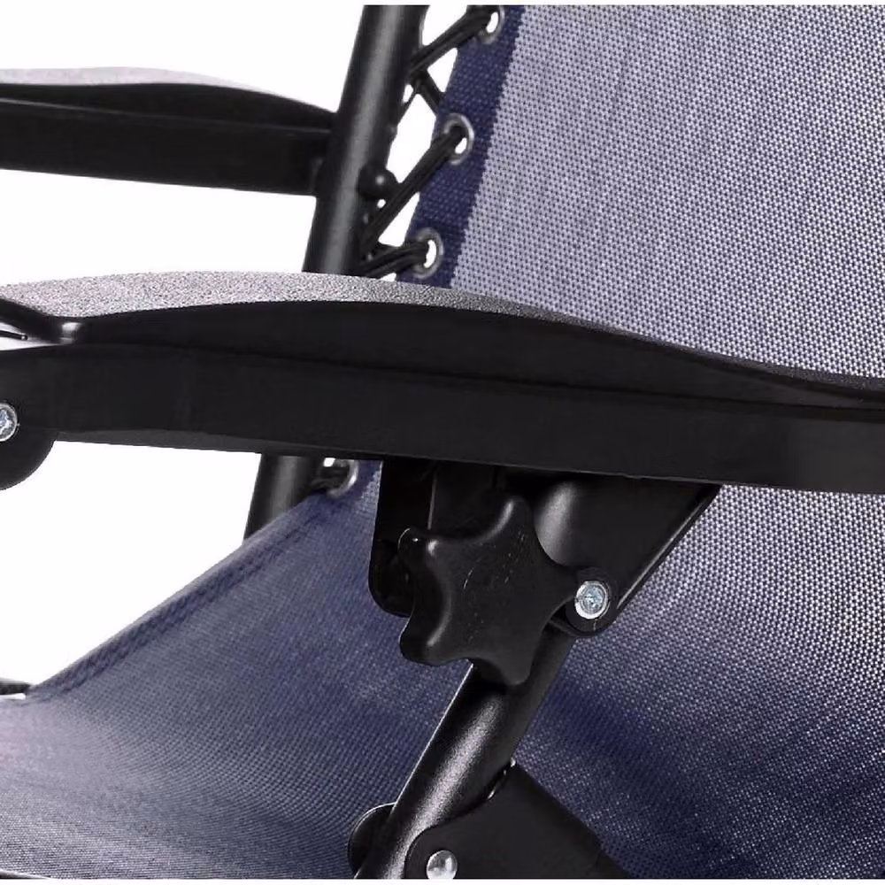 EONLION Set of 2 Blue Reclining Outdoor Sun Loungers with Adjustable Headrest and Textilene Fabric – 5