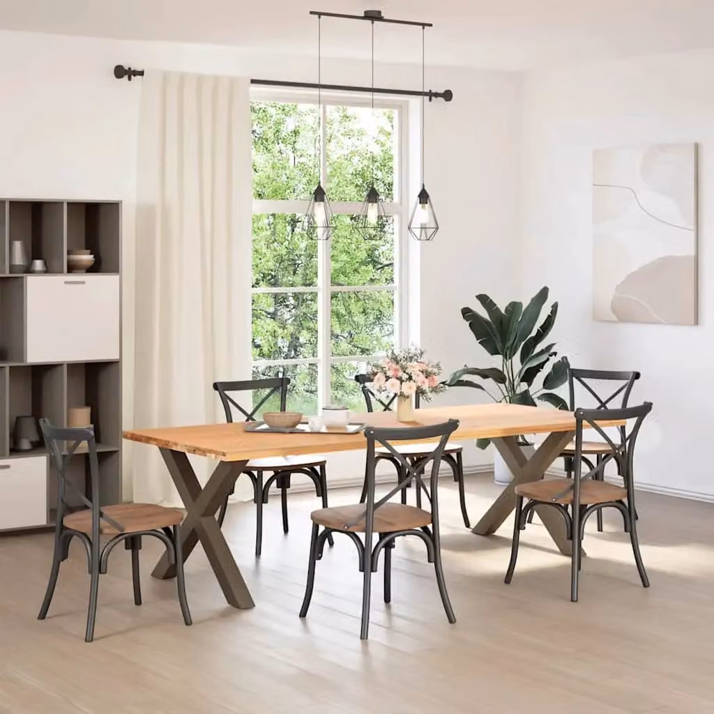 Berkfield Home X-Shaped Dining Table Legs, 2 Pieces, Brown Matt Steel, H: 72-73 cm x W: 90 cm – 2