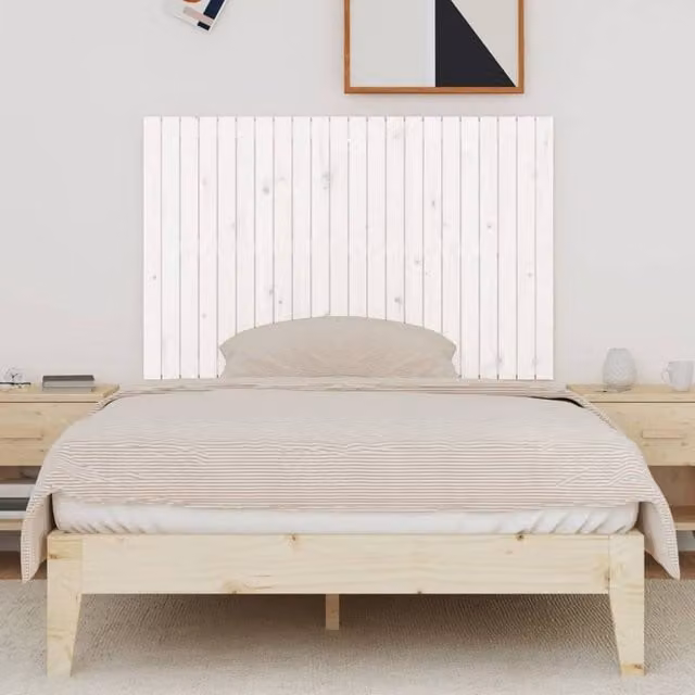 Berkfield Home White Solid Wood Pine Wall Headboard, W: 140 cm, D: 3 cm, H: 90 cm