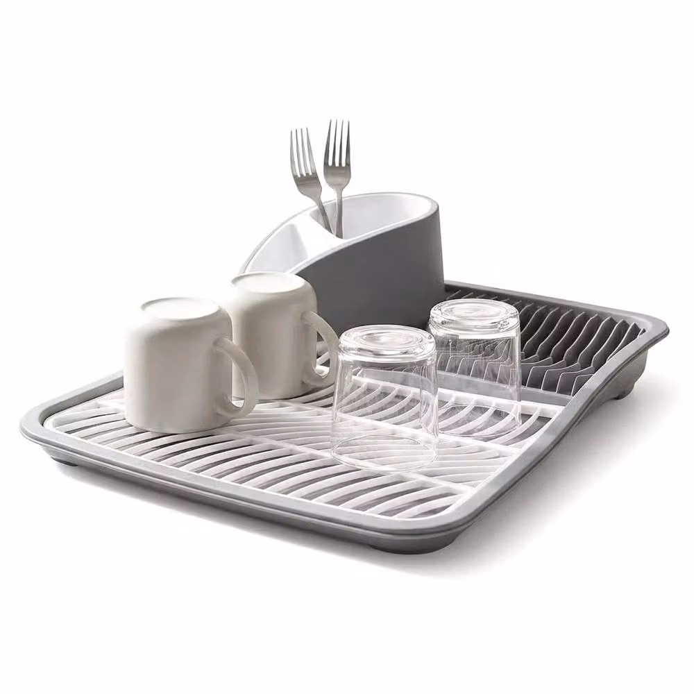 Nordara Space Saving Dish Drying Rack with Cutlery Holder in Grey – 4