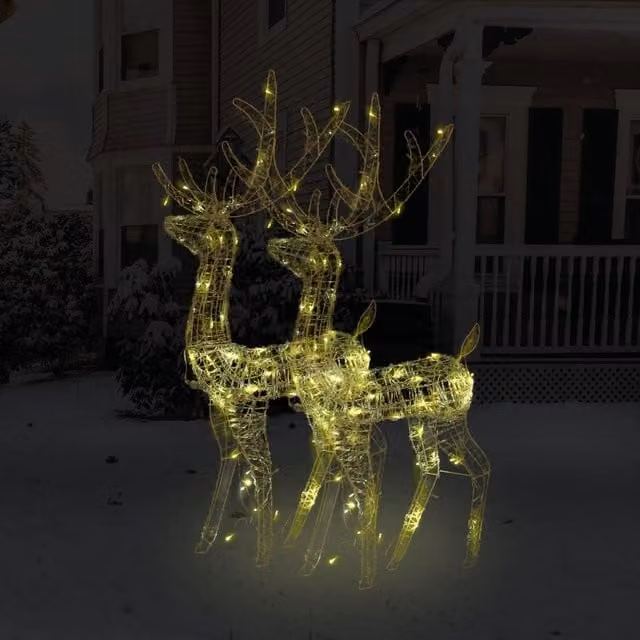 Berkfield Home Acrylic Reindeer Christmas Decorations, 2 Pack, Warm White, Height: 120 cm – 1