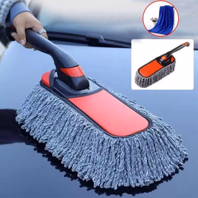 Hinsinc Red Microfibre Car Wash Brush with Telescopic Handle – 1