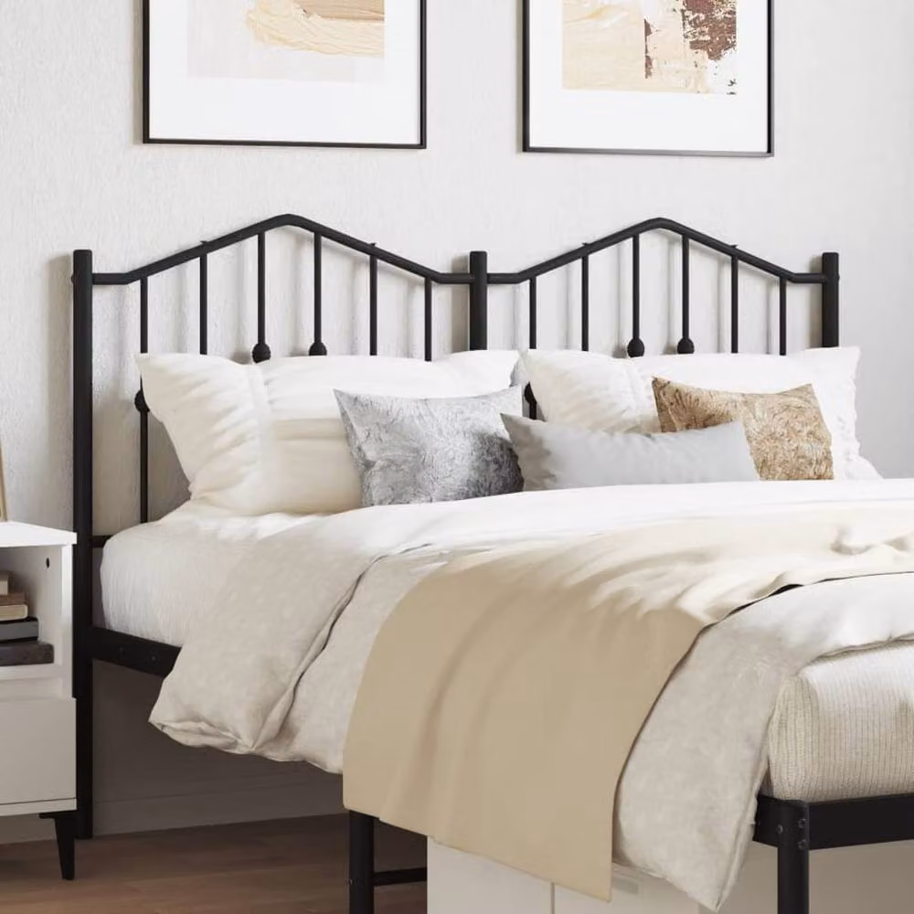 Berkfield Home Modern Matt Black Metal Headboard – 2