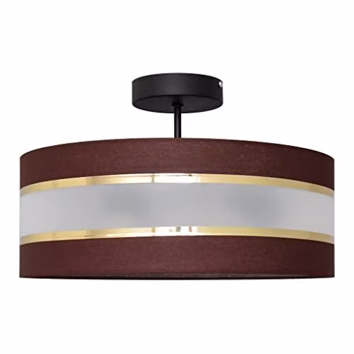 Netlighting Helam Helen Cylindrical Fabric Ceiling Light in Brown, Gold and Black, Diameter: 40 cm – 1