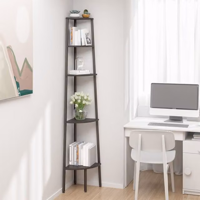 Berkfield Home 5-Tier Corner Shelf in Black, W/D/H: 45.5 x 31.5 x 180 cm