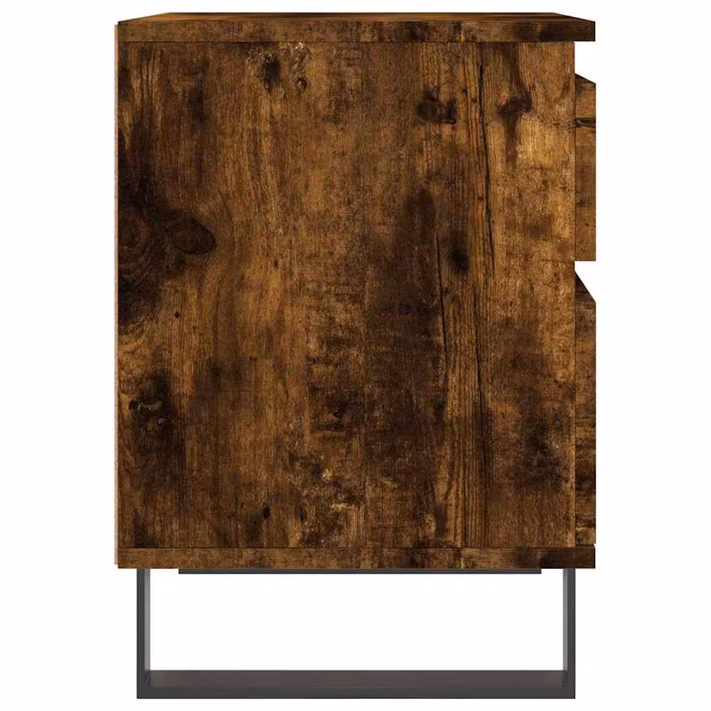 Berkfield Home Modern Bedside Cabinet in Smoked Oak Brown, W/D/H: 40 x 35 x 50 cm – 6