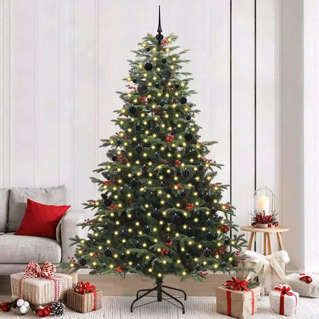 Berkfield Home Artificial Green Christmas Tree with 300 LEDs and Stand, Height: 240 cm – 1