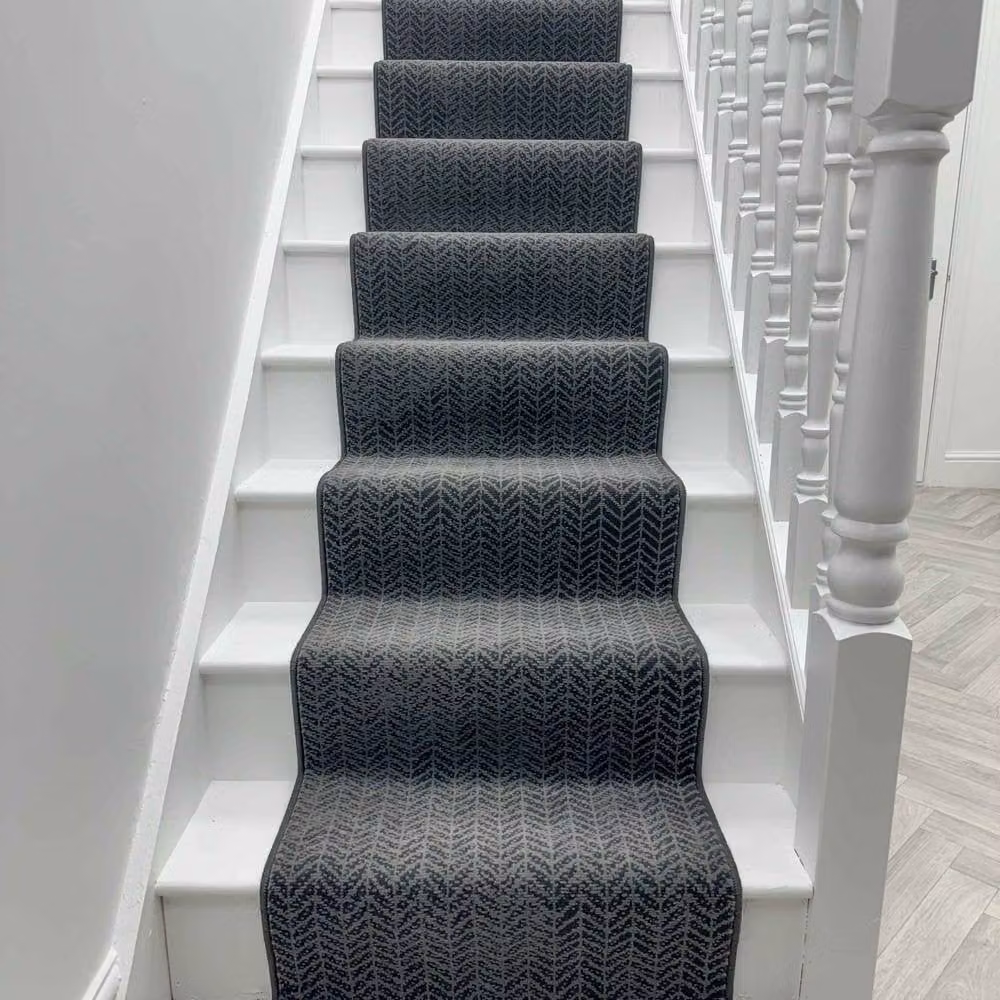 runrug Empire Stair Runner Carpet in Dark Grey, Herringbone Pattern, W: 70 cm, L: 570 cm – 4