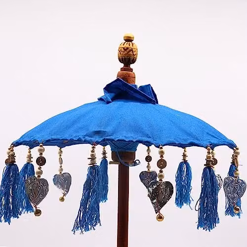 Serenityy Bali Home Decor Turquoise Cotton Parasol, Diameter: 40 cm – 3