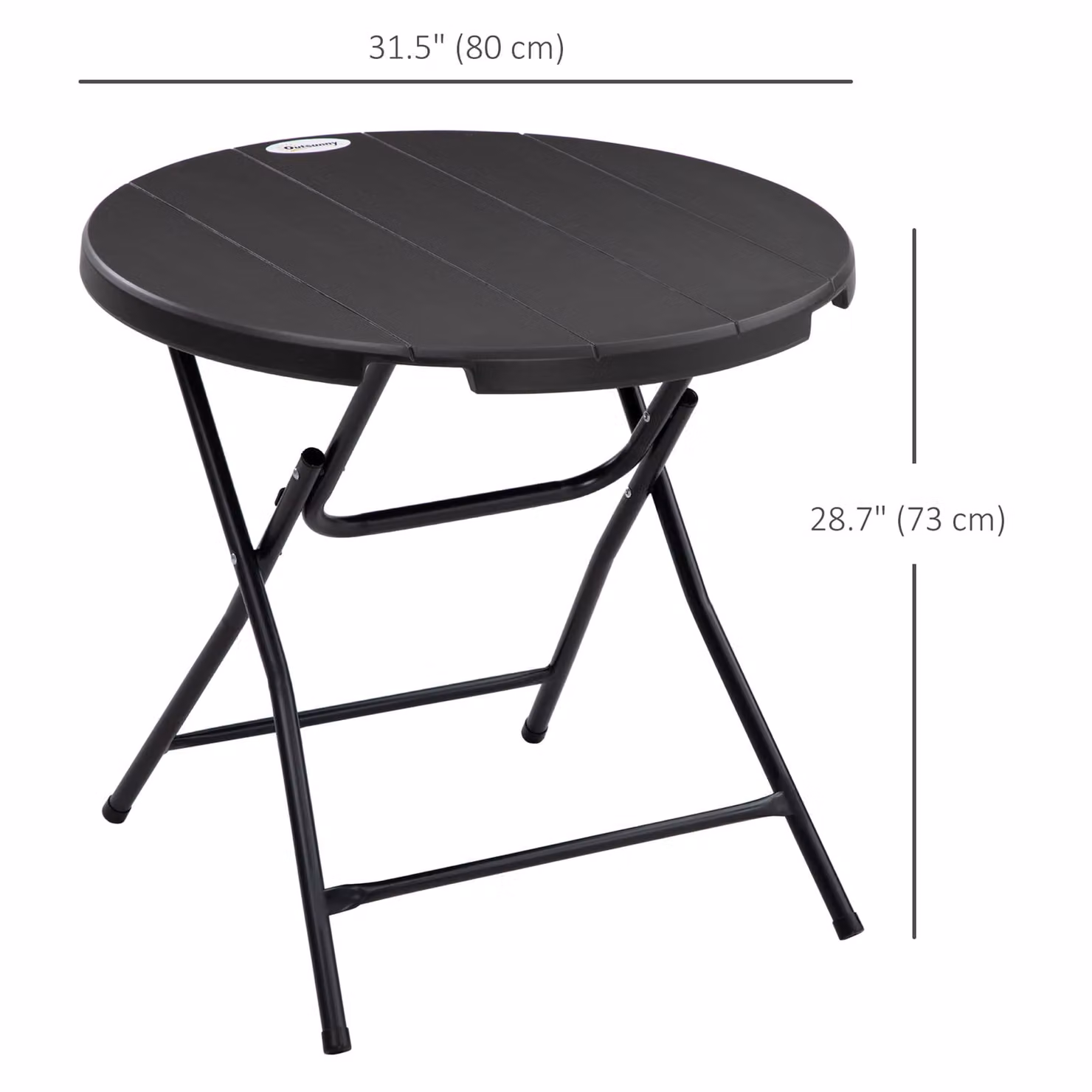 Outsunny Foldable Round Garden Dining Table for 4, Grey, W/D/H: 80 x 80 x 73 cm – 3