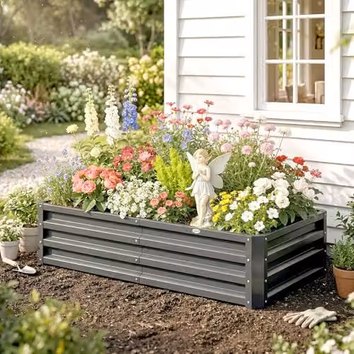 Outsunny 216L Raised Garden Bed in Grey Galvanised Steel, W: 120 cm, D: 60 cm, H: 30.5 cm – 7