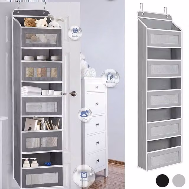 SPETLEK Over the Door Hanging Organiser in Grey
