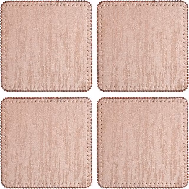 Orsina Set of Four Square Faux Leather Coasters in Pink