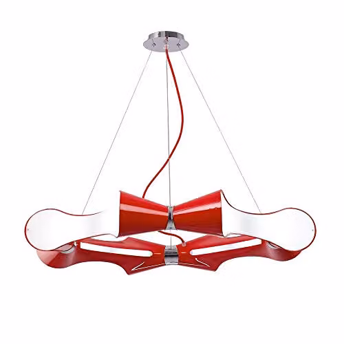 Netlighting Ora Round Pendant Light in Red and White with Chrome Details, E27