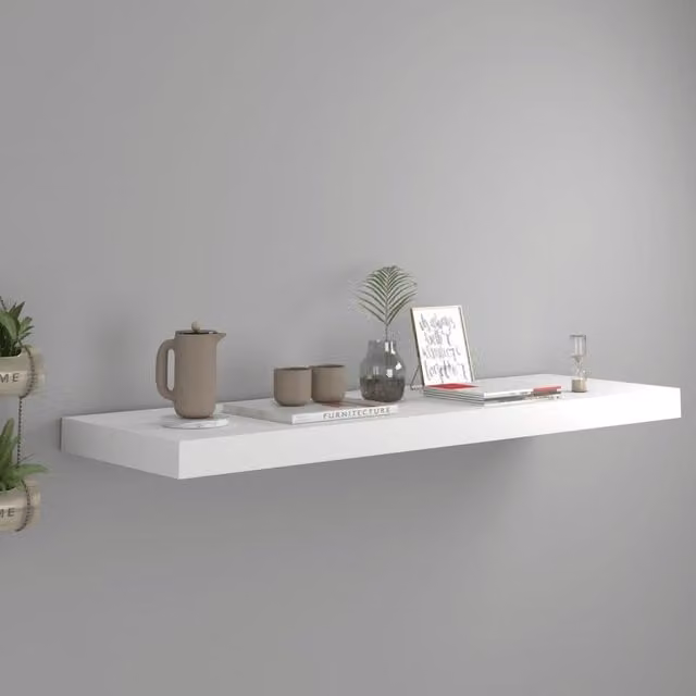 Berkfield Home White Floating Wall Shelf, W/D/H: 80 x 23.5 x 3.8 cm – 1