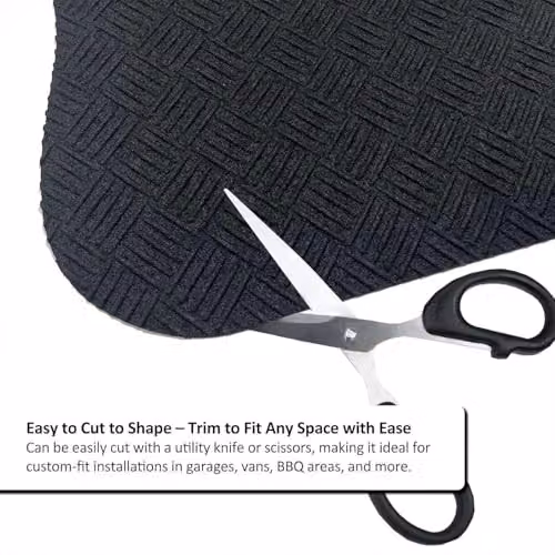 Oseasons Non-Slip Heavy Duty Floor Mat, Diamond Plate Design, Grey or Black, W: 120 cm x L: 5 m – 7
