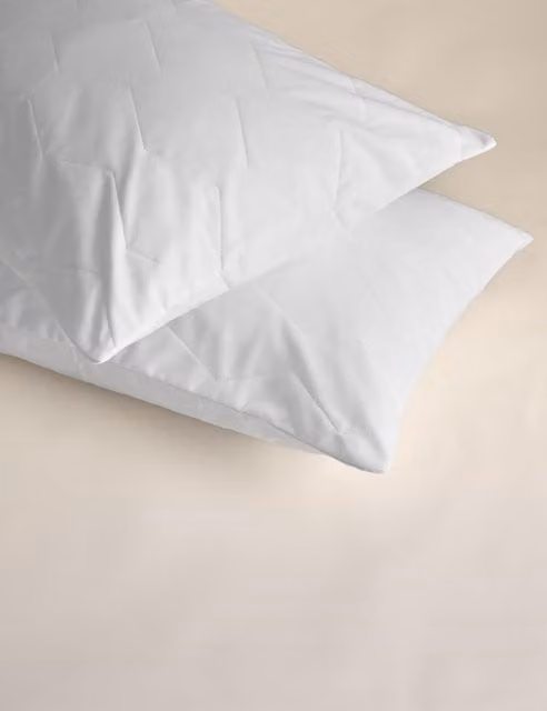 M&S 2 Pack Breathable Pure Cotton Pillow Protectors in White