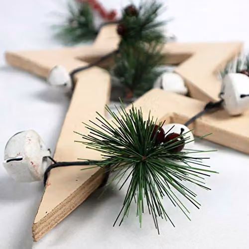 Shatchi White and Multicolour Wooden Star Hanging Ornament, W/D/H: 18 x 1.2 x 26 cm – 3