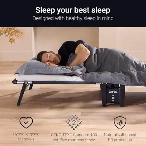 Jay-Be HE70 Black Metal Folding Guest Bed with Mattress – 4
