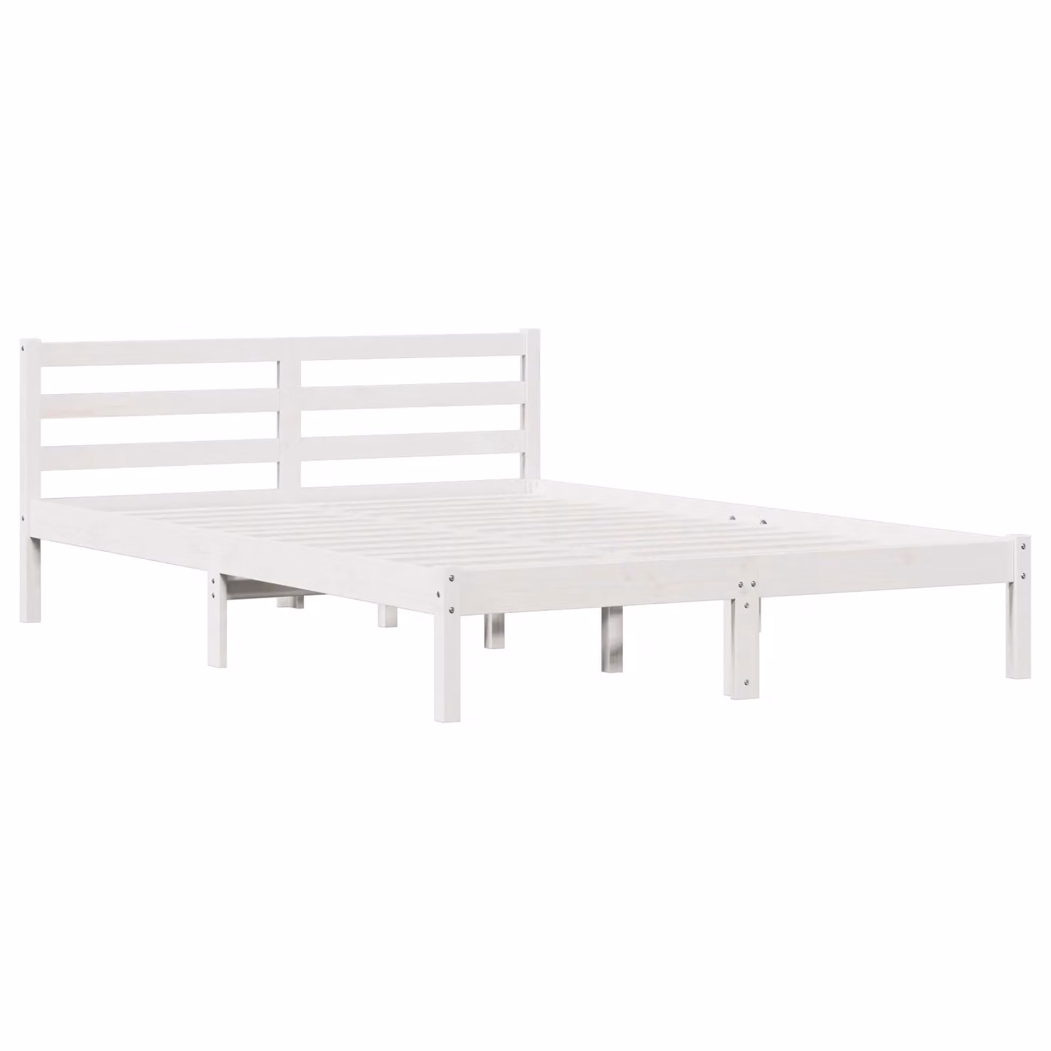 Berkfield Home White Lacquered Solid Pine Bed Frame with Headboard W/D/H: 140 x 210 x 31 cm – 2