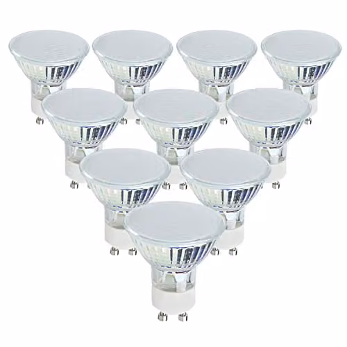 ValueLights Pack of 10 GU10 3W Cool White LED Spotlight Bulbs