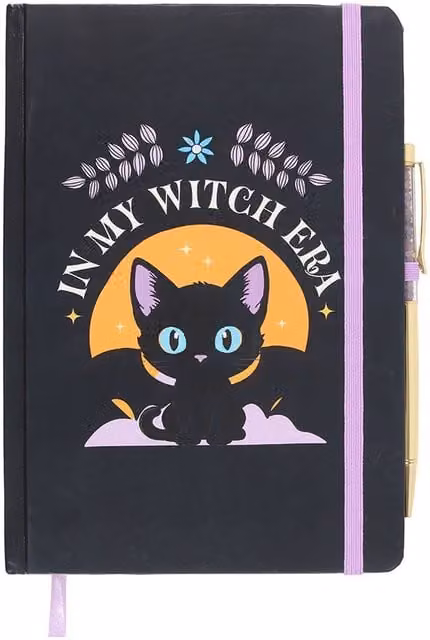 Kingsbury Gifts In My Witch Era A5 Lined Hardcover Notebook with Amethyst Pen, Black