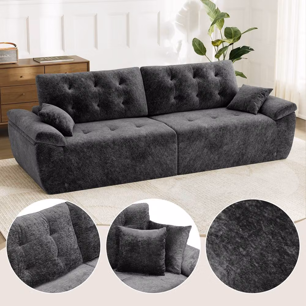 Dprodo 4 Seater Modular Chenille Sofa in Grey, 275 cm Width – 3