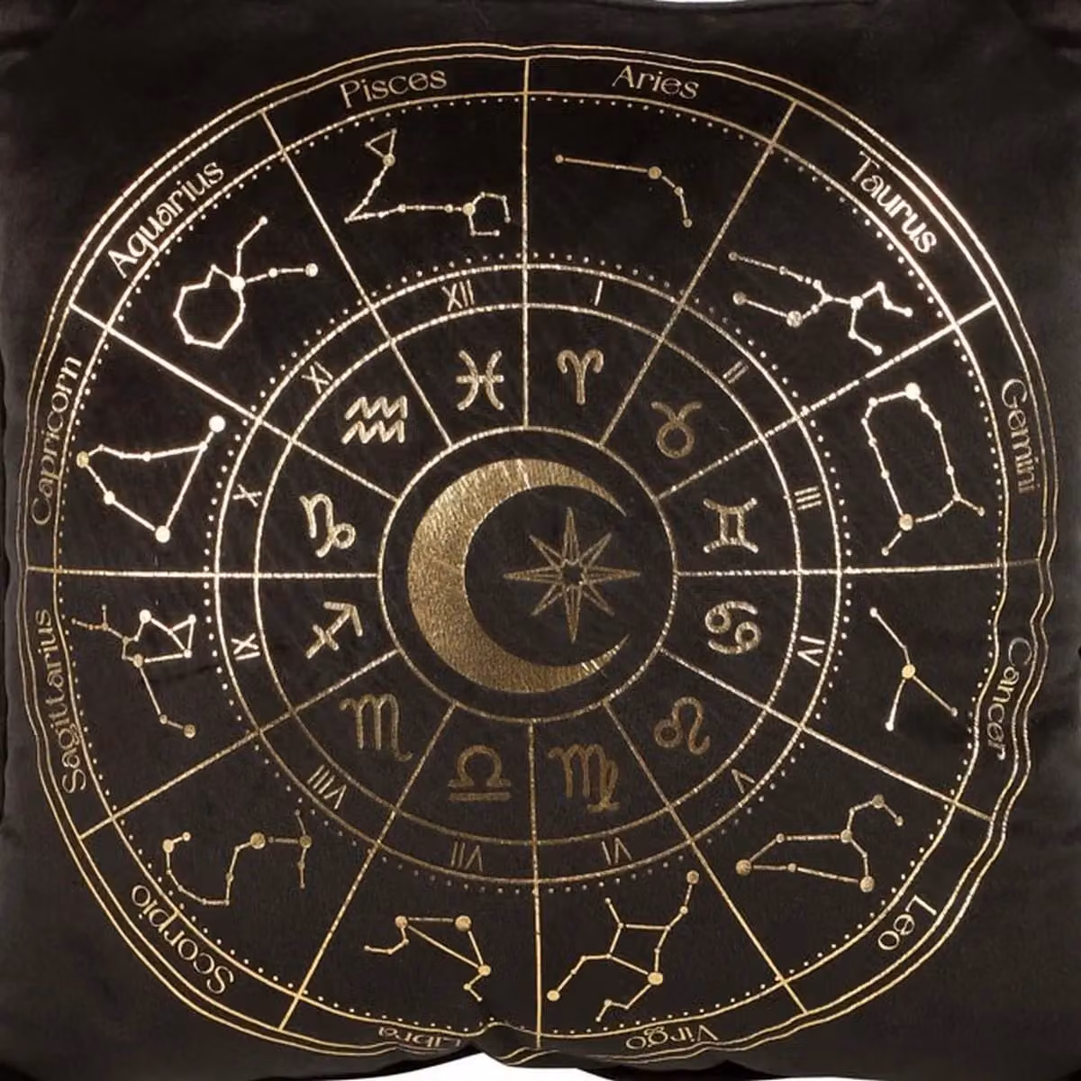 Something Different Astrology Wheel Square Cushion in Black, W/D/H: 35 x 35 x 35 cm – 2